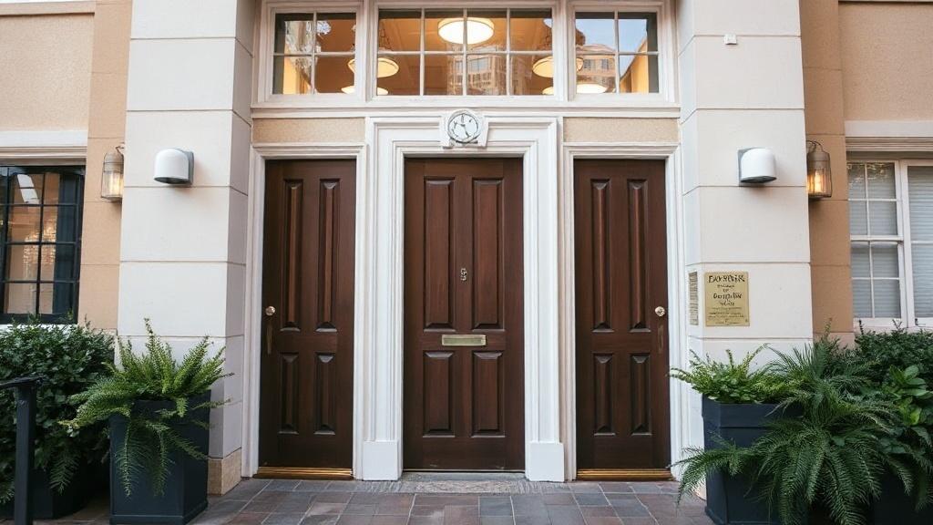 A photo of the entrance doors inside an apartment building. A photo of the entrance doors inside an apartment building.фото
