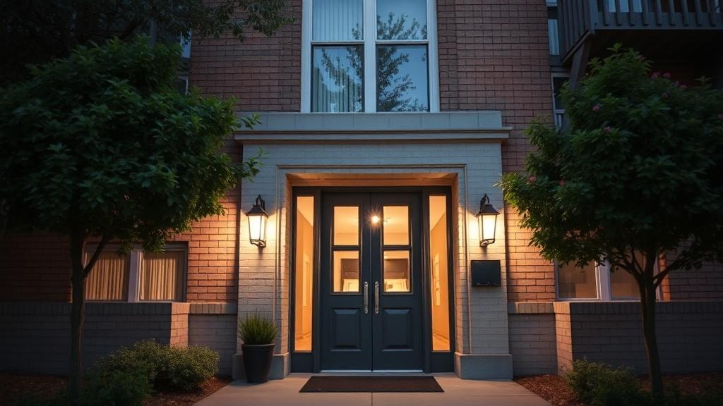 Photo of the entrance door to a multi-apartment building. Photo of the entrance door to a multi-apartment building.фото